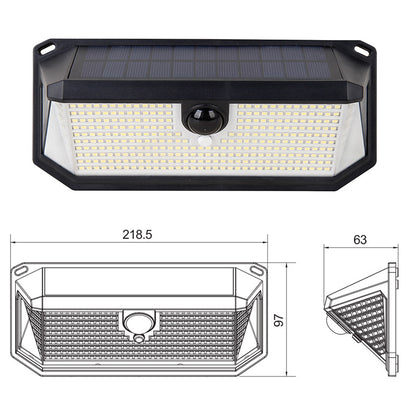 2-Pack Solar Motion Sensor Wall Light(416-Bead LED) -  3 Lighting Modes, IP64 Waterproof, Three-Sided Wide-Angle Lighting for Outdoor Security and Garden Lighting