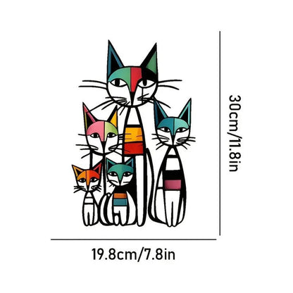 Cute Cartoon Cat Iron Wall Decor(30x19.8CM)- Metal Painted Iron Art Hanging Ornament for Living Room and Bedroom - Image 2