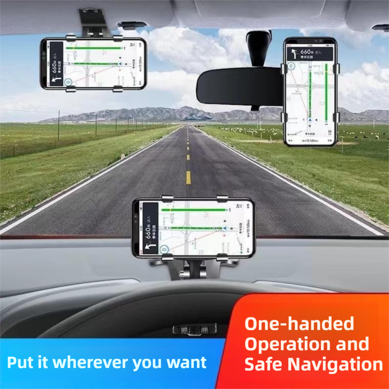 2-Pack Multi-Function 360° ABS Rotating Car Phone Holder - Universal Clip Mount for Dashboard, Rearview Mirror & Sun Visor with Anti-Slip  - Image 3