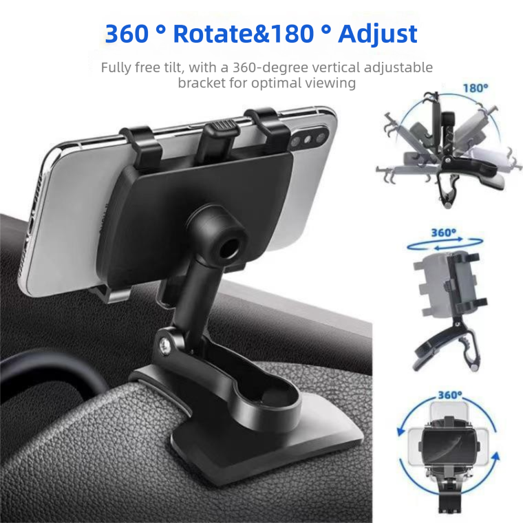 2-Pack Multi-Function 360° ABS Rotating Car Phone Holder - Universal Clip Mount for Dashboard, Rearview Mirror & Sun Visor with Anti-Slip  - Image 4