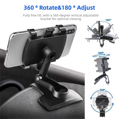 2-Pack Multi-Function 360° ABS Rotating Car Phone Holder - Universal Clip Mount for Dashboard, Rearview Mirror & Sun Visor with Anti-Slip  - Image 4