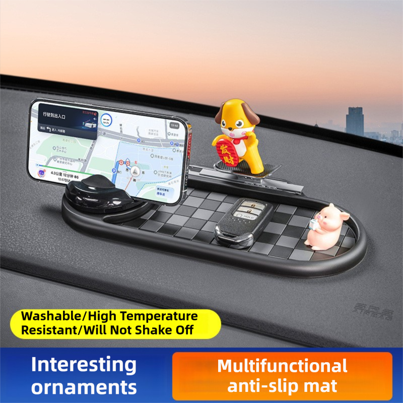 3-in-1 Cute duck Car Dashboard PVC Anti-Slip Mat - 360° Phone Holder & Magnetic Parking Plate, Washable, Non-Marking Grip - Image 2