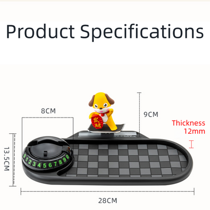 3-in-1 Cute mouse Car Dashboard PVC Anti-Slip Mat - 360° Phone Holder & Magnetic Parking Plate, Washable, Non-Marking Grip - Image 4