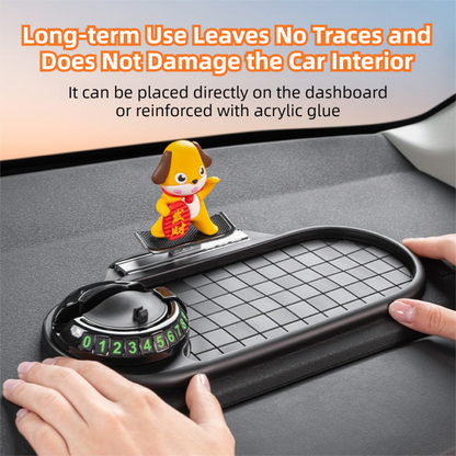 3-in-1 Cute pig Car Dashboard PVC Anti-Slip Mat - 360° Phone Holder & Magnetic Parking Plate, Washable, Non-Marking Grip - Image 3