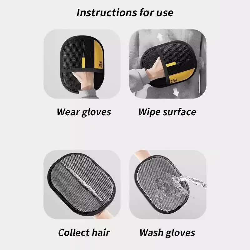 2-Pack Pet Hair Removal Tool (24x18CM) - Reusable Static Removal Gloves, Double-Sided Grooming Gloves for Pets, Removes Pet Fur Hair for Carpets - Image 3