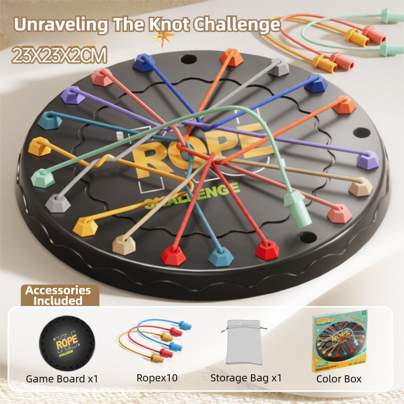 Rope Tangle Challenge Game (23x23CM) - Logic & Focus Educational Toy, Critical Thinking Puzzle for Kids & Family Interactive Fun - Image 2