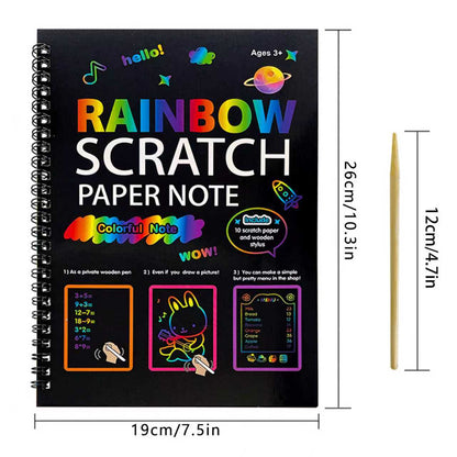 3-Pack DIY Rainbow Scratch Art Books Set - Neon Black Scratch Paper for Kids, Multi-Size (S, M, L) Creative Drawing & Fun - Image 5