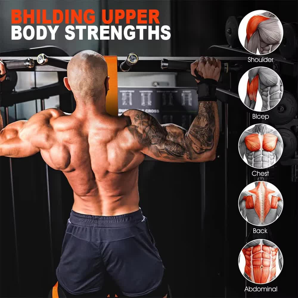 Black (225lb)Heavy Duty Pull-Up Assist Strap System With Foam Handles - Adjustable Resistance Trainer for Pull-Ups and Home Gym Workouts  - Image 3