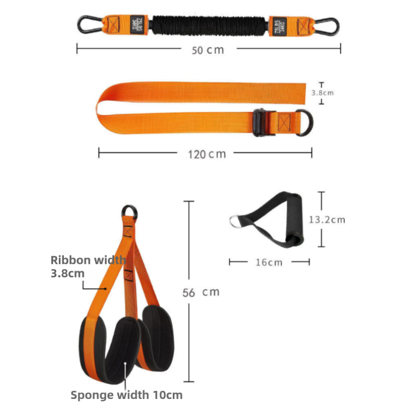 Orange (225lb)Heavy Duty Pull-Up Assist Strap System With Foam Handles - Adjustable Resistance Trainer for Pull-Ups and Home Gym Workouts  - Image 2
