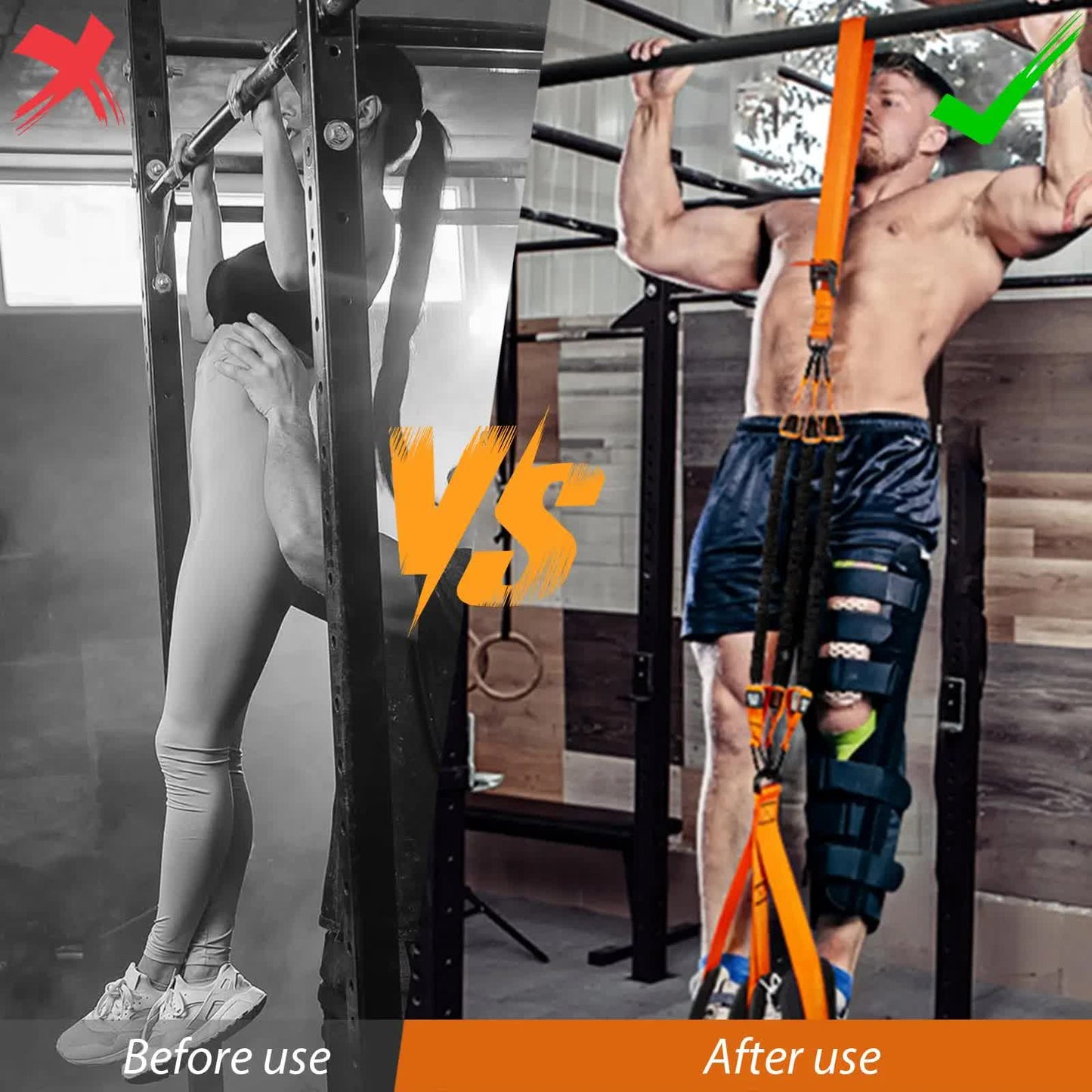 Orange (300lb)Heavy Duty Pull-Up Assist Strap System With Foam Handles - Adjustable Resistance Trainer for Pull-Ups and Home Gym Workouts  - Image 4