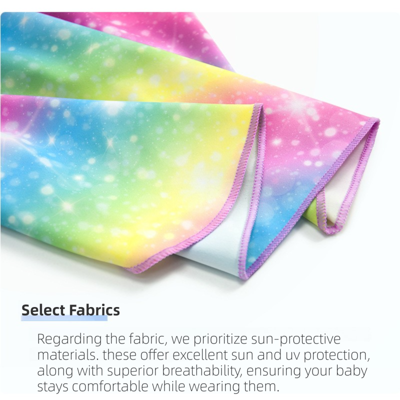 2-Pack Girls' Sun Protection Swim Cap Set - Cute Cartoon Rainbow Horse Pattern, Quick Dry Nylon Swimming & Wading Hat - Image 4
