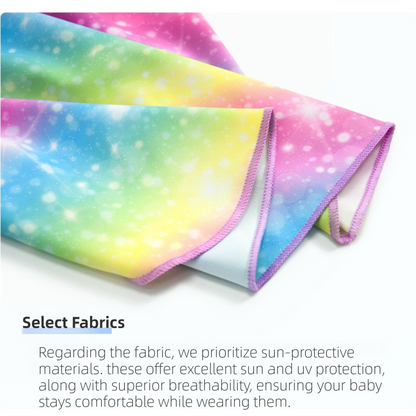 2-Pack Girls' Sun Protection Swim Cap Set - Cute Cartoon Rainbow Horse Pattern, Quick Dry Nylon Swimming & Wading Hat - Image 4