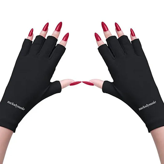 5-Pair Black UV Protection Fingerless Gloves for Nail Art Curing and Cycling Sun Protection - Made of Nylon/Spandex, Manicure Hand Care - Image 4