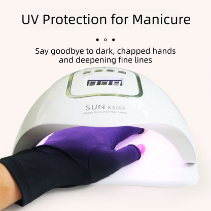 5-Pair Grey UV Protection Fingerless Gloves for Nail Art Curing and Cycling Sun Protection - Made of Nylon/Spandex, Manicure Hand Care - Image 2