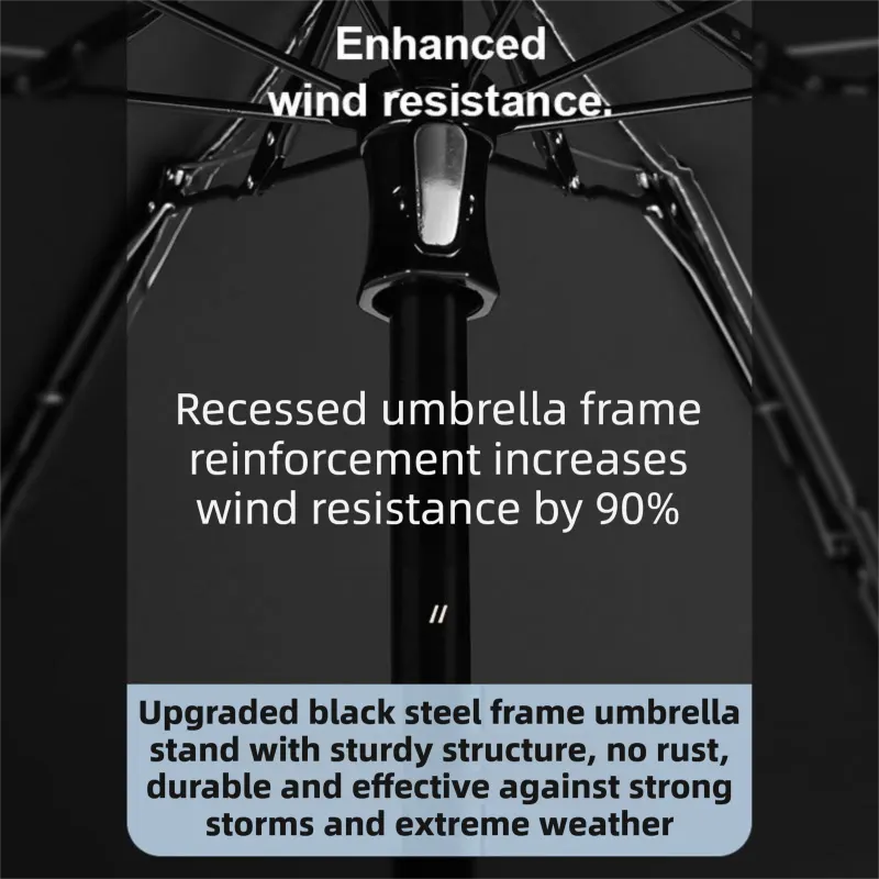 Black Ultra-Compact 5-Fold Waterproof All-Weather Umbrella for Women - Heart Pattern, Black Glue UV Protection, 8-Rib Frame,  Portable Capsule Parasol - Image 6