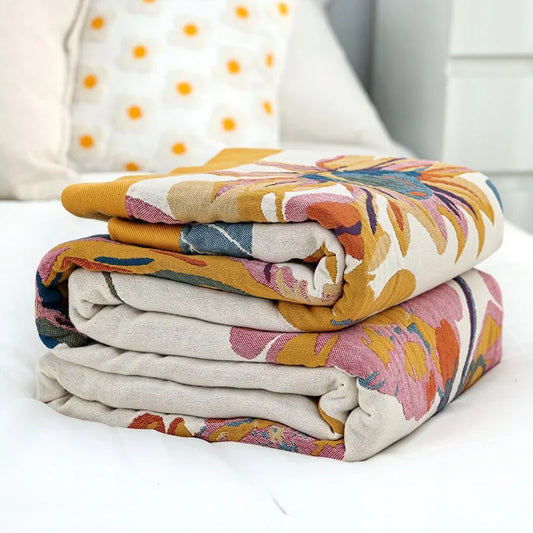 Pure Cotton Multi-Layer Gauze Blanket(Classic B, 240 cm x 240 cm) - Lightweight, Ultra-Breathable, and Moisture-Wicking Summer Quilt for Hot Sleepers - Image 2