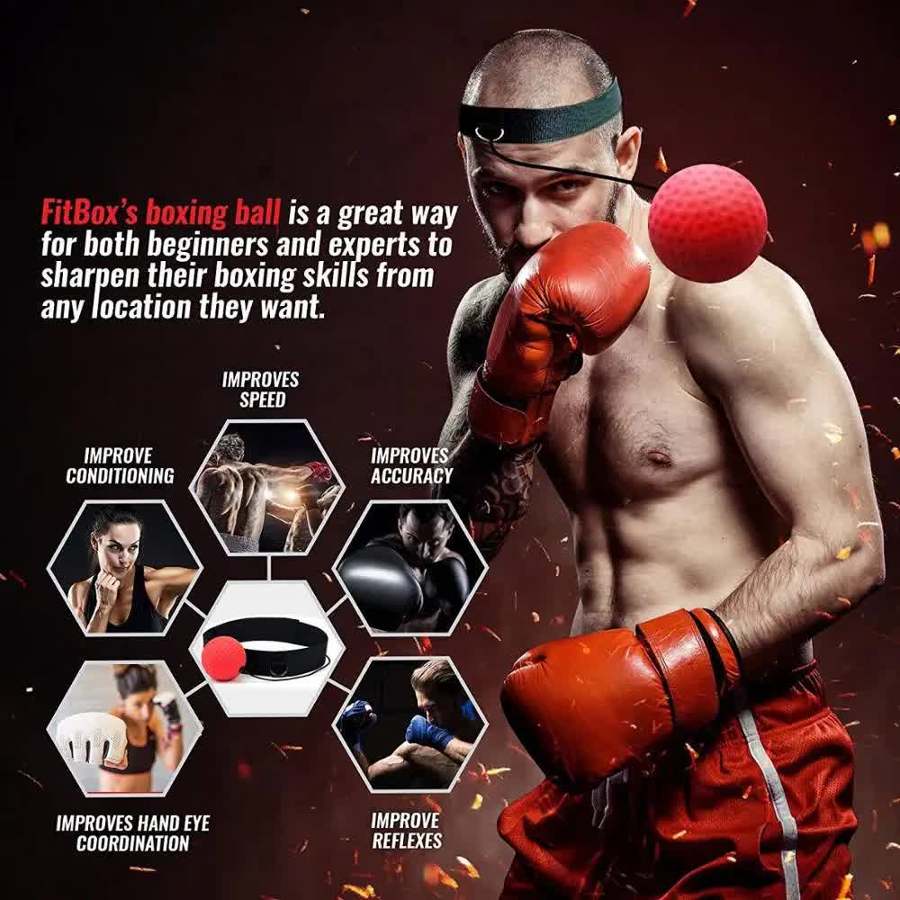 Boxing Reflex Ball Set(Elastic Headband + 2 Heavy RedBalls + 2 Light BlackBalls) - Hand-Eye Coordination and Speed Training - Image 3