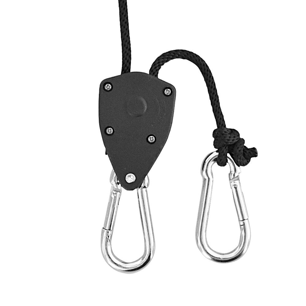 4-Pack 2M Heavy Duty Grow Light Hanger Rope Ratchet - All Black Adjustable Aluminum Pulley System - 50KG+ Load, Auto-Lock Anti-Slip for Tent & Hydroponics - Image 3