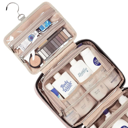 Green Large Capacity Hanging Toiletry Bag for Women(30.5 x 22.5 x 12 cm) - Checked Pattern Waterproof Cosmetic Organizer, Dry/Wet Separation & Multi-Compartment - Image 4