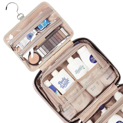 Purple Large Capacity Hanging Toiletry Bag for Women(30.5 x 22.5 x 12 cm) - Checked Pattern Waterproof Cosmetic Organizer, Dry/Wet Separation & Multi-Compartment - Image 4