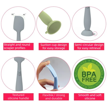 4-Pack Grey Large Silicone Ointment Applicator Spatulas(16.5 CM x 3.8 CM) - Cream Spreader with Suction Base, Hygienic & Precise - Image 5