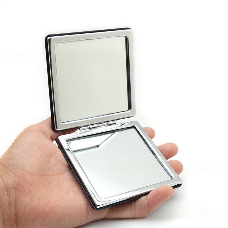 4-Pack Black Jumbo Square Folding Compact Mirror(8X8CM) - Men's Shaving & Women's Makeup Mirror, PU Leather Cover & High-Definition Glass Lens - Image 4