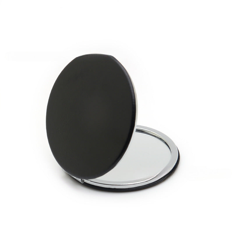 4-Pack Black Jumbo Round Portable Makeup Mirror(8x8CM) - Pocket Cosmetic Mirror for Touch-Ups, PU Leather Cover & Metal Frame - Image 3