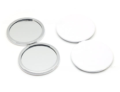 4-Pack White Jumbo Round Portable Makeup Mirror(8x8CM) - Pocket Cosmetic Mirror for Touch-Ups, PU Leather Cover & Metal Frame - Image 3