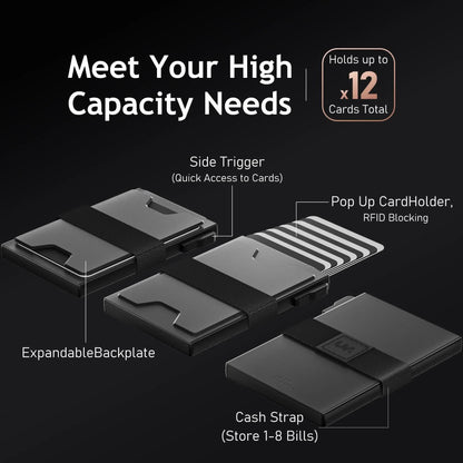 2-Pack Grey Metal Thin Slim Men Women Pop Up Wallet (10.1 x 6.9 x 1.7 cm) - RFID Anti-theft Card Holder with box - Image 3