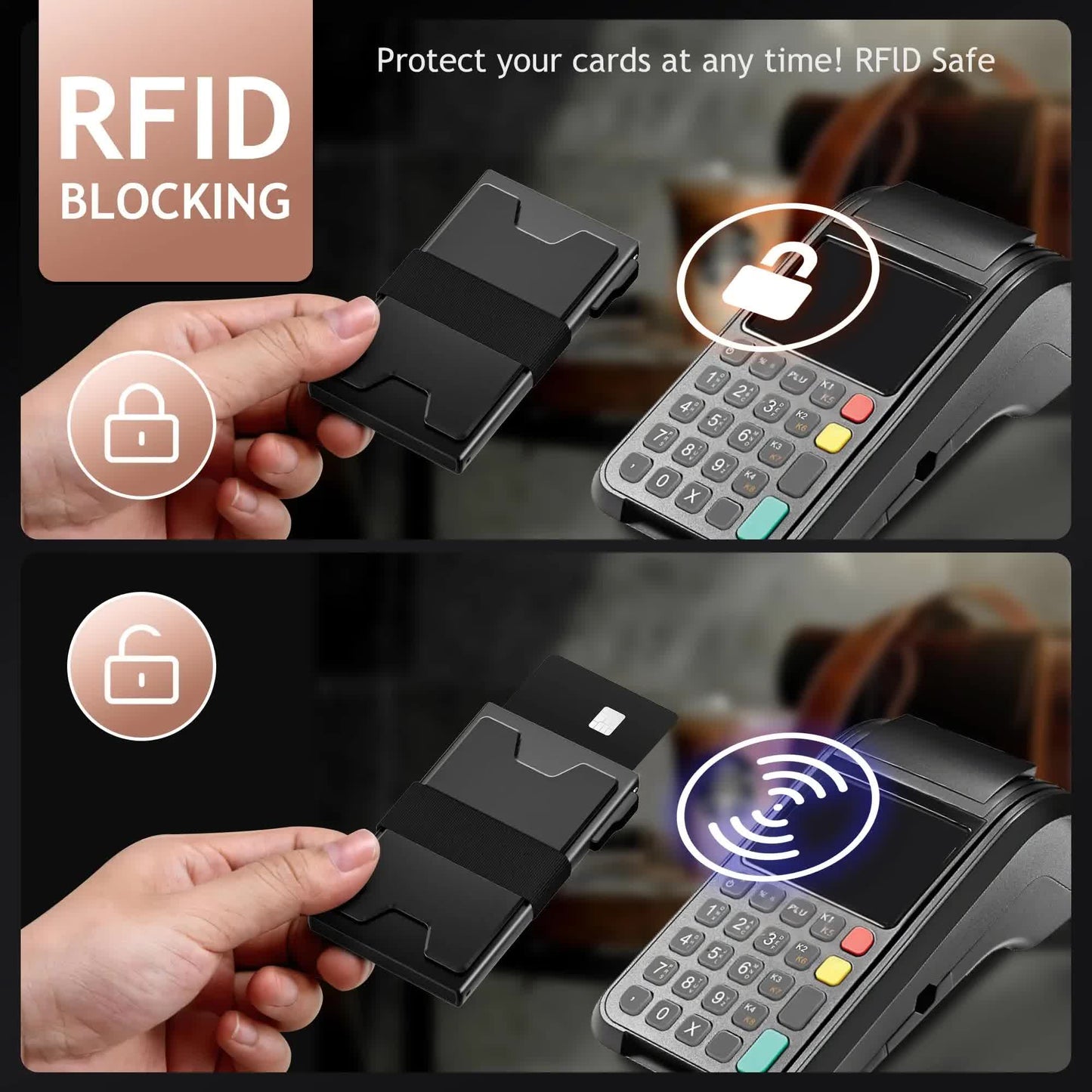 2-Pack Grey Metal Thin Slim Men Women Pop Up Wallet (10.1 x 6.9 x 1.7 cm) - RFID Anti-theft Card Holder with box - Image 5