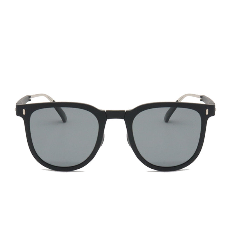 Ultra-Light Foldable TR Sunglasses for Women with Storage Bag - 15° Adjustable Temples & Premium Hinges, UV Protection (Black Frame/Grey Lenses)