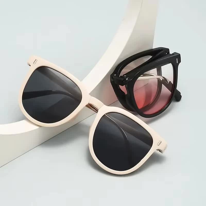 Ultra-Light Foldable TR Sunglasses for Women with Storage Bag - 15° Adjustable Temples & Premium Hinges, UV Protection (Black Frame/Grey Lenses) - Image 5
