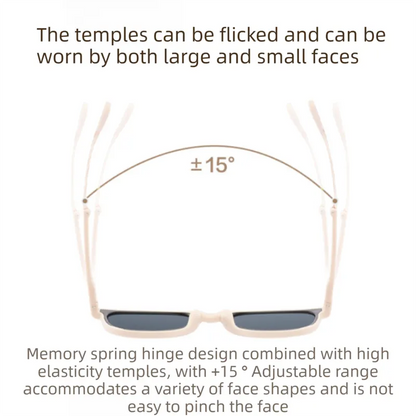 Ultra-Light Foldable TR Sunglasses for Women with Storage Bag - 15° Adjustable Temples & Premium Hinges, UV Protection (White Frame/Grey Lenses) - Image 3