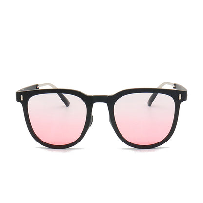 Ultra-Light Foldable TR Sunglasses for Women with Storage Bag - 15° Adjustable Temples & Premium Hinges, UV Protection (Black Frame/Pink Lenses)