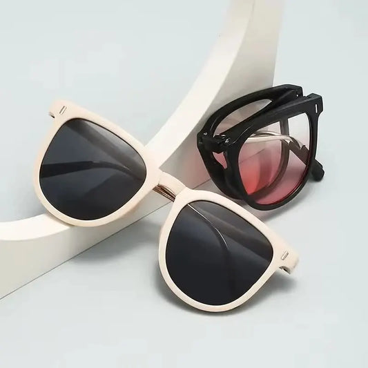 Ultra-Light Foldable TR Sunglasses for Women with Storage Bag - 15° Adjustable Temples & Premium Hinges, UV Protection (Black Frame/Pink Lenses) - Image 5