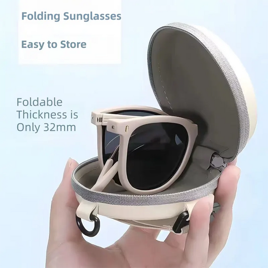 Ultra-Light Foldable TR Sunglasses for Women with Storage Bag - 15° Adjustable Temples & Premium Hinges, UV Protection (Black Frame/Brown Lenses) - Image 4