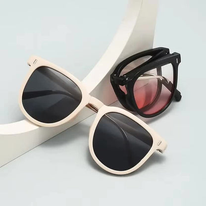 Ultra-Light Foldable TR Sunglasses for Women with Storage Bag - 15° Adjustable Temples & Premium Hinges, UV Protection (Black Frame/Brown Lenses) - Image 5
