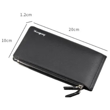 Black Men's Slim Long Bi-Fold Wallet - Multi-Card Holder & Credit Card Organizer with Coin Pocket, Simple PU Leather Clutch - Image 4