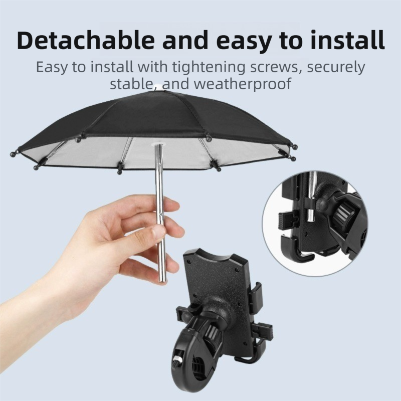 2-Pack Shock-Absorbing and Non-Slip Rearview Mirror Phone Holder with Detachable Mini Umbrella  - , Waterproof & Windproof and Sunshade, 360° rotatable - Image 4