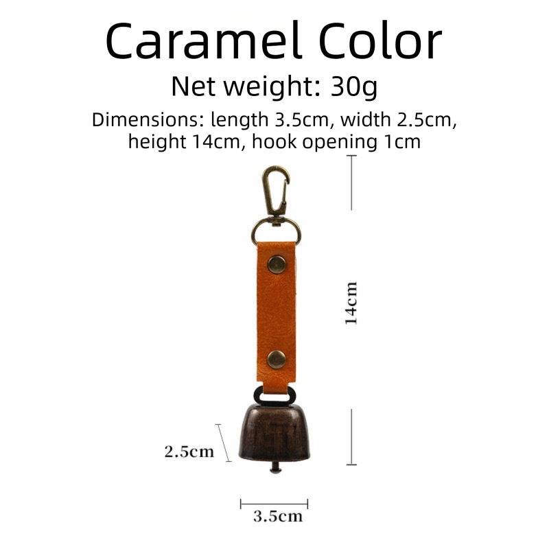 4-Pack Caramel Color Bear Bell & Anti-Lost PU Keyring Accessory(14 x 3.5 x 2.5CM) - Magnetic Silencing Design, Outdoor Safety Alarm for Hiking, Camping & Pet - Image 2