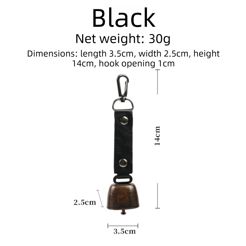 4-Pack Black Bear Bell & Anti-Lost PU Keyring Accessory(14 x 3.5 x 2.5CM) - Magnetic Silencing Design, Outdoor Safety Alarm for Hiking, Camping & Pet - Image 2