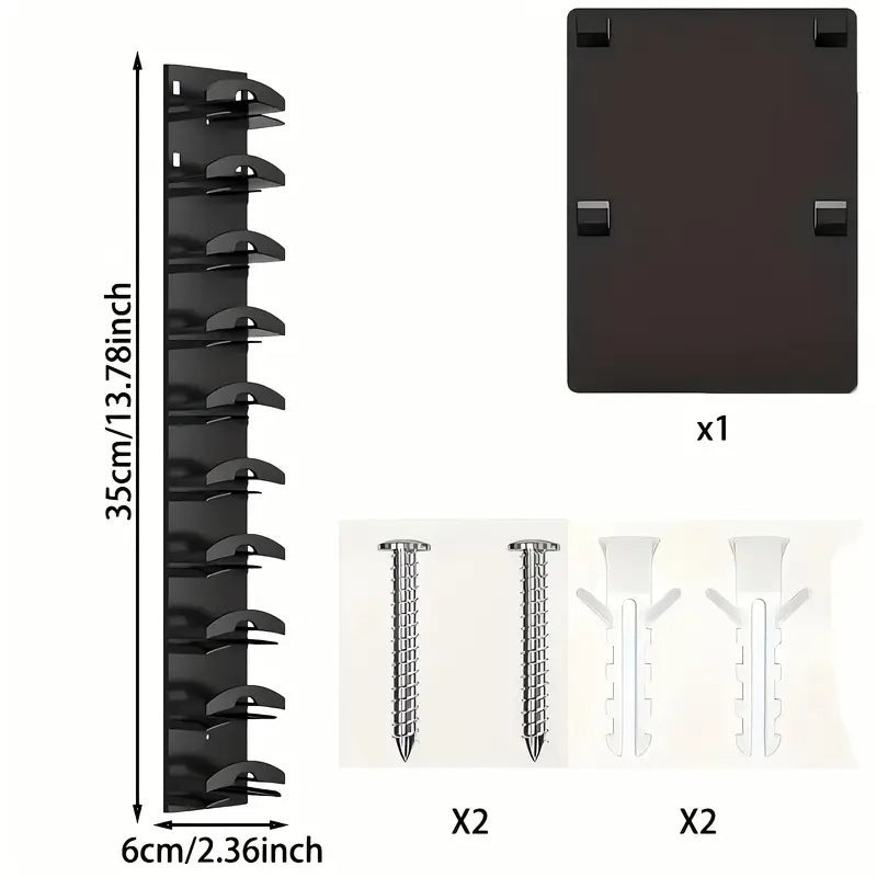 2-Pack 10-Tier Black Wall-Mounted Hat Rack with Installation Accessories - Space-Saving Plastic Baseball Cap and Other Hat Organizers - Image 4
