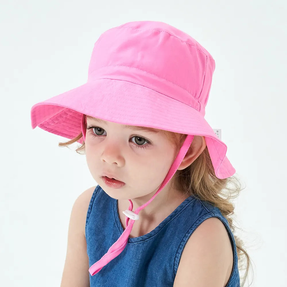 2-Pack Pink Kids Sun Hat and Travel Beach Fisherman Cap(S Size for Head Circumference 48-50) - Breathable UV Protection Cap