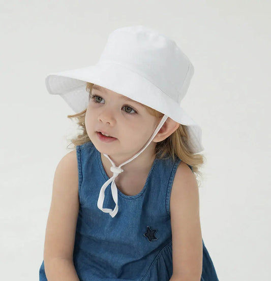 2-Pack White Kids Sun Hat and Travel Beach Fisherman Cap(M Size for Head Circumference 52-54) - Breathable UV Protection Cap - Image 2
