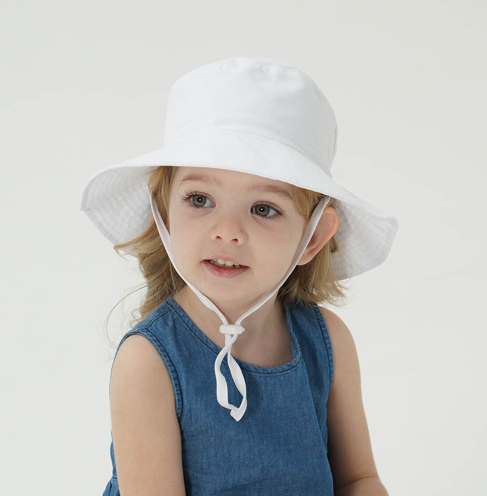 2-Pack White Kids Sun Hat and Travel Beach Fisherman Cap(M Size for Head Circumference 52-54) - Breathable UV Protection Cap - Image 3