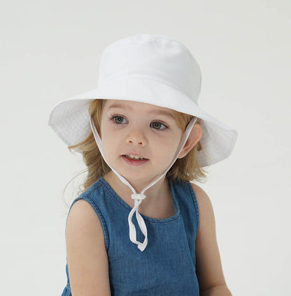 2-Pack Purple Flower Pattern Kids Sun Hat and Travel Beach Fisherman Cap(M Size for Head Circumference 52-54) - Breathable UV Protection Cap - Image 3