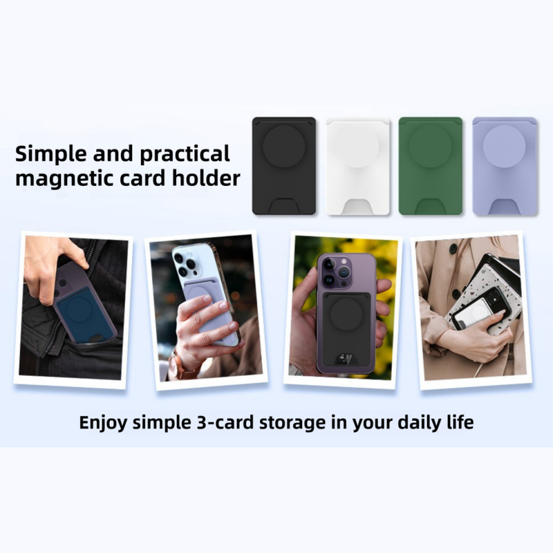 2-Pack 2-in-1 Black Magnetic Card Wallet Integrated Pop Airbag Stand(9.5x6x0.8 CM) - Including Magnetic Ring, for MagSafe Compatible iPhone 14/13/12 Series & Standard Phone Cases - Image 5