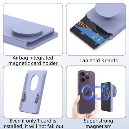 2-Pack 2-in-1 White Magnetic Card Wallet Integrated Pop Airbag Stand(9.5x6x0.8 CM) - Including Magnetic Ring, for MagSafe Compatible iPhone 14/13/12 Series & Standard Phone Cases - Image 3