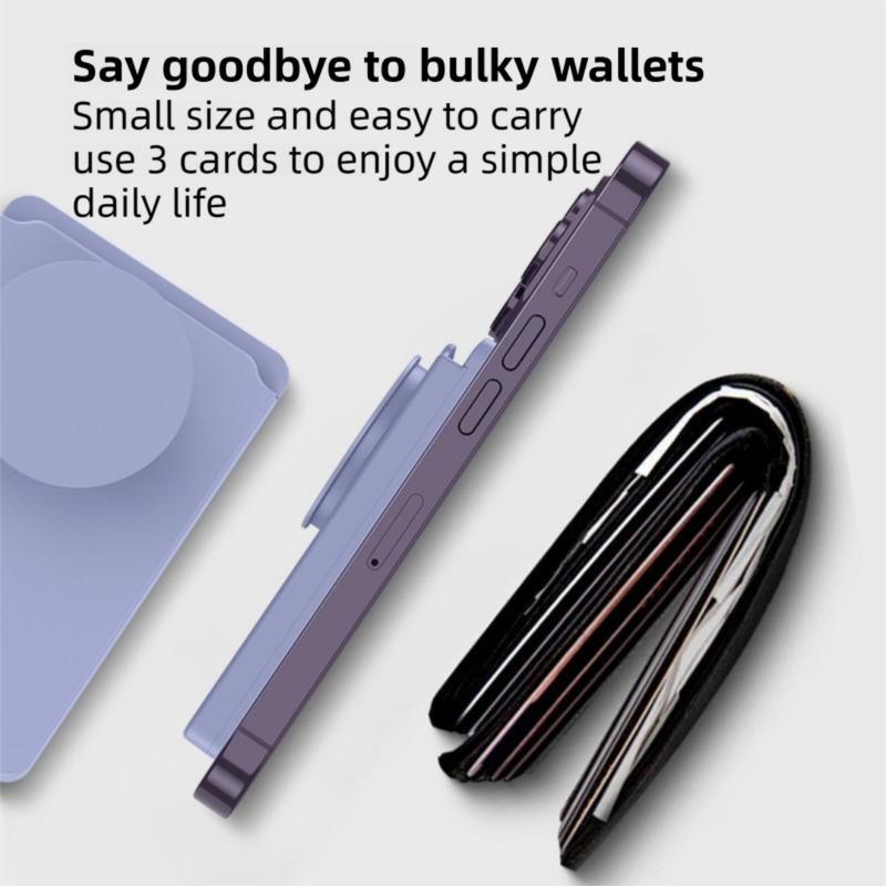2-Pack 2-in-1 Dark Blue Magnetic Card Wallet Integrated Pop Airbag Stand(9.5x6x0.8 CM) - Including Magnetic Ring, for MagSafe Compatible iPhone 14/13/12 Series & Standard Phone Cases - Image 4