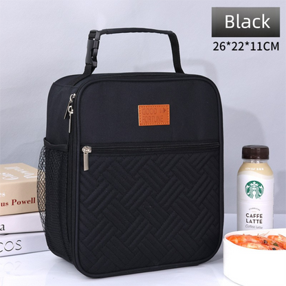 2-Pack Plaid Pattern Insulated Lunch Bag Set(Black & White) - Oxford Cloth Tote with Thermal Aluminum Foil, Large Capacity for Work and Picnic - Image 2